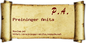 Preininger Anita névjegykártya